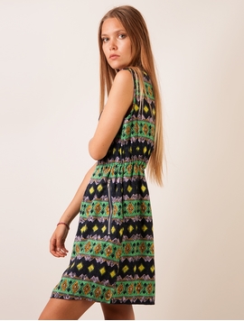 Rochie Cu Motive Geometrice Verde